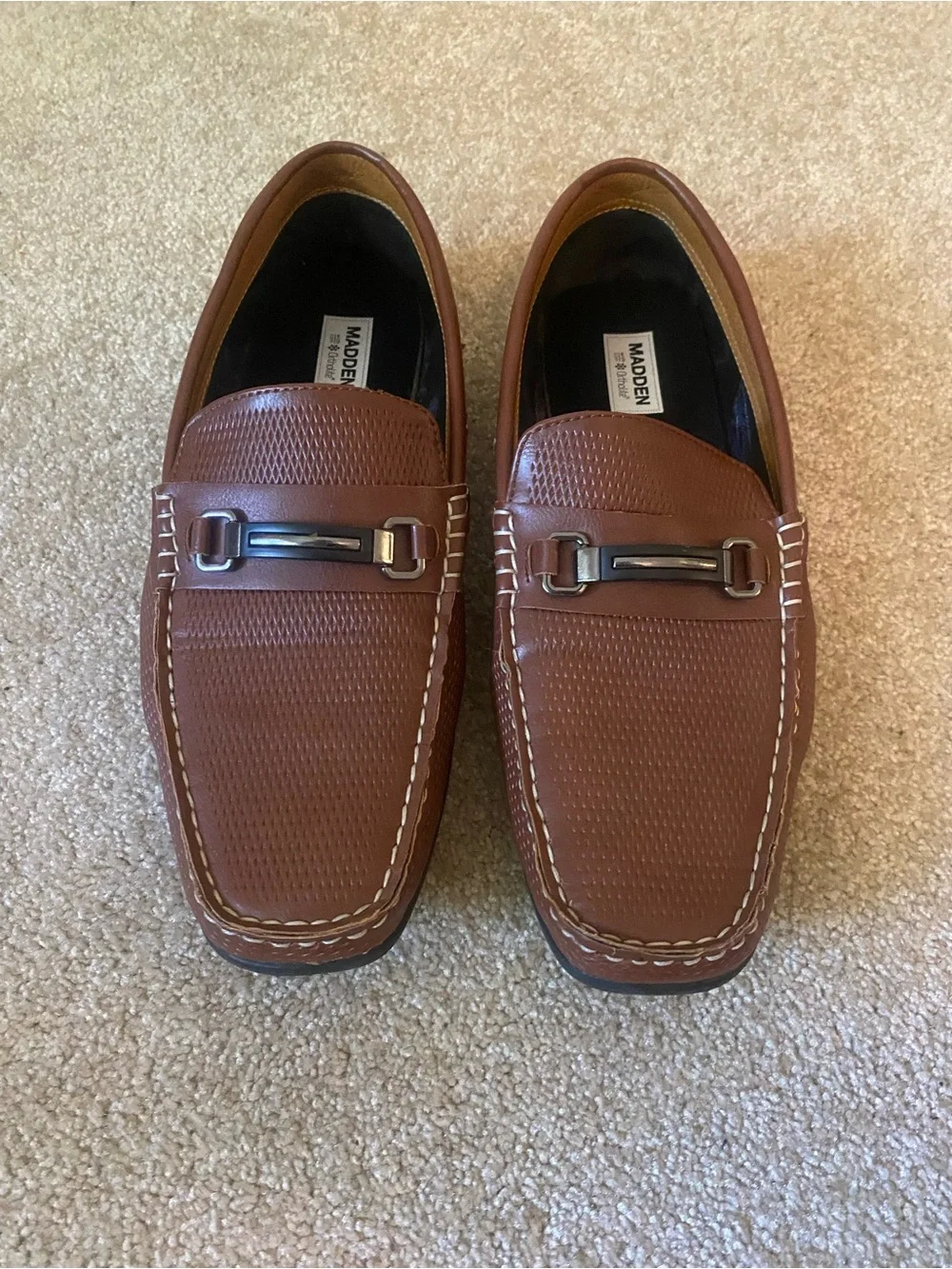 Steve Madden Tan/Brown Textured Slip-On Loafers